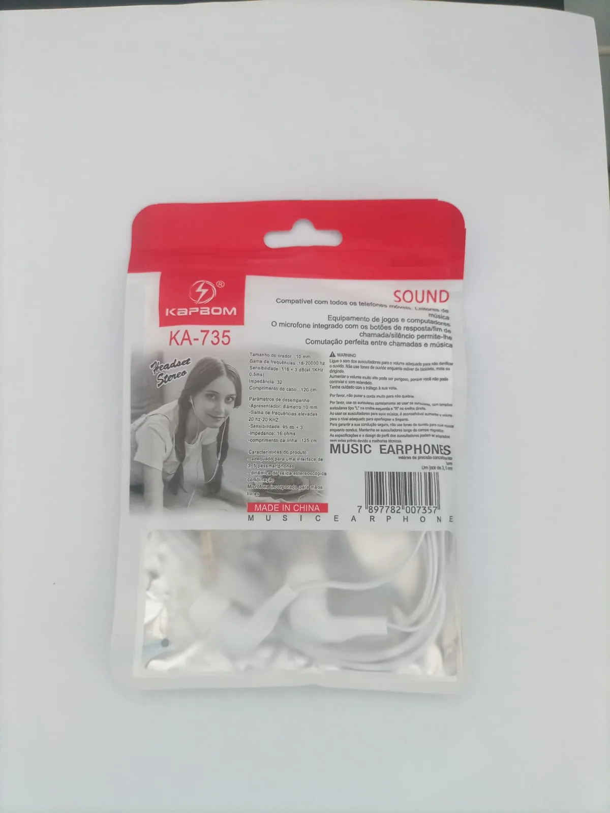 Fone De Ouvido Com Fio Ka-735 Kapbom